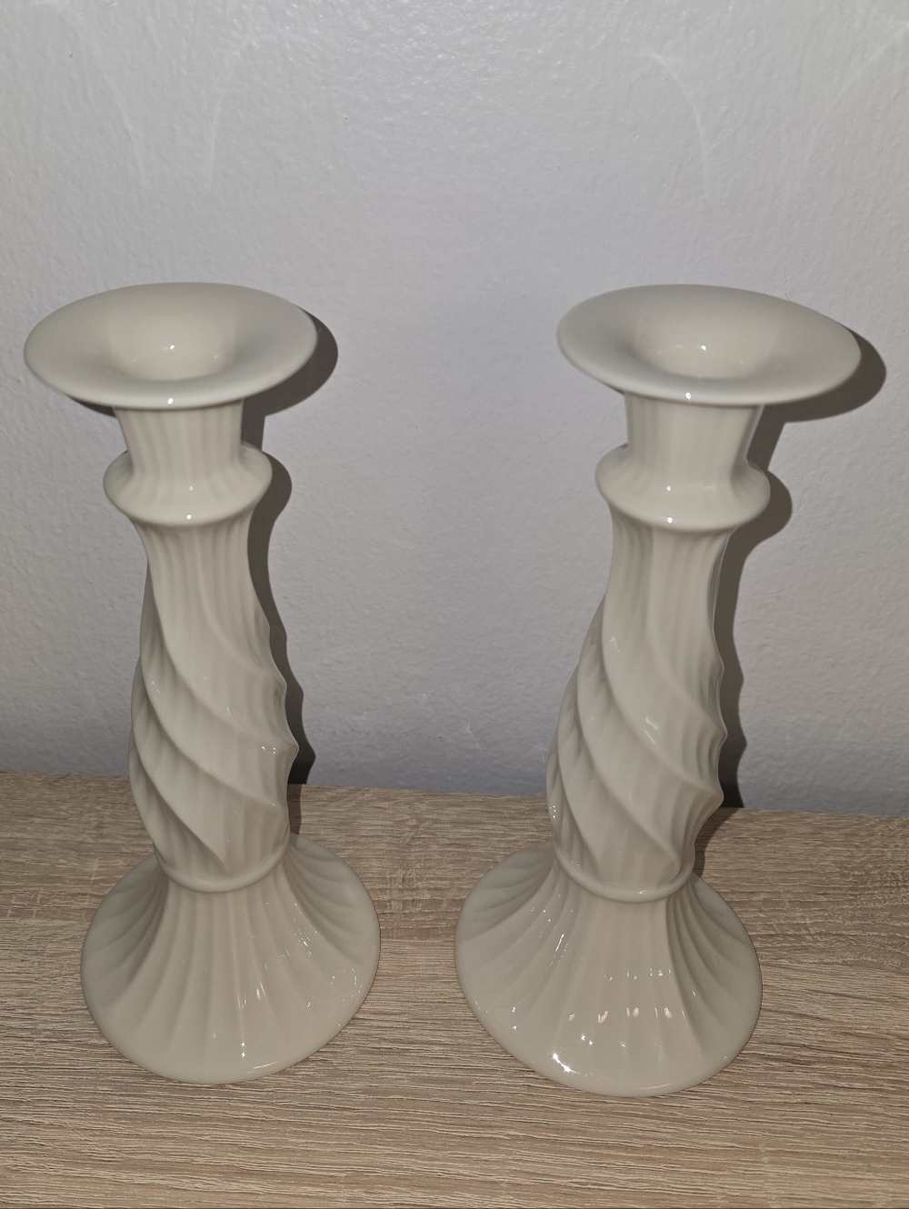 Lenox Candle Holders Pair Ivory Porcelain Vintage USA Elegant